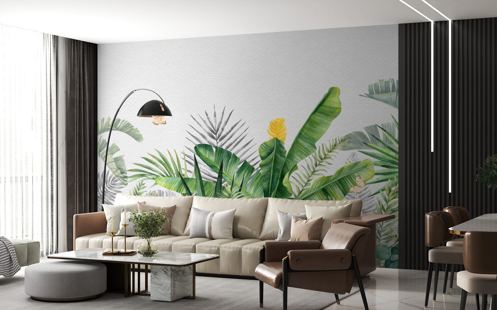 Fototapeta tropická flóra na svetlom pozadí