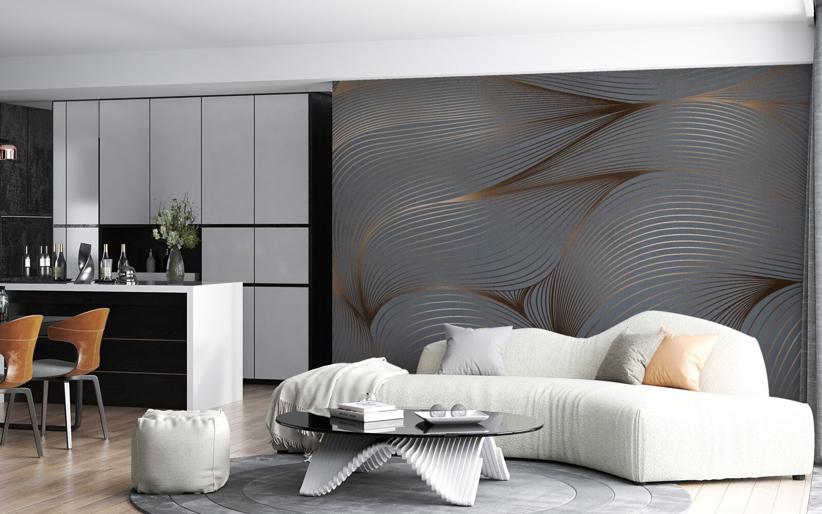 Fototapeta zlaté abstraktné vlny plynulo prúdia