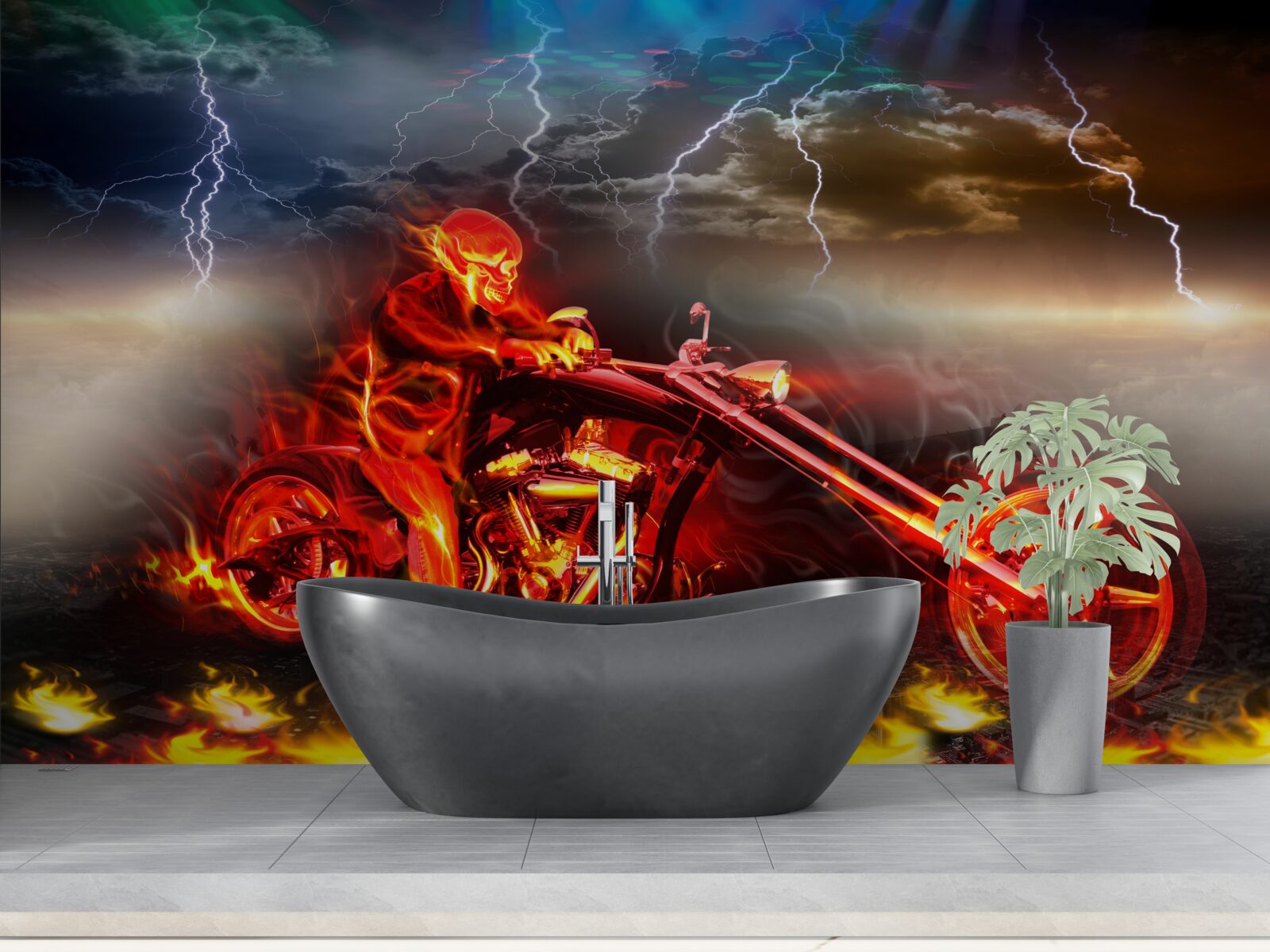 Fototapeta horiaci cyklista