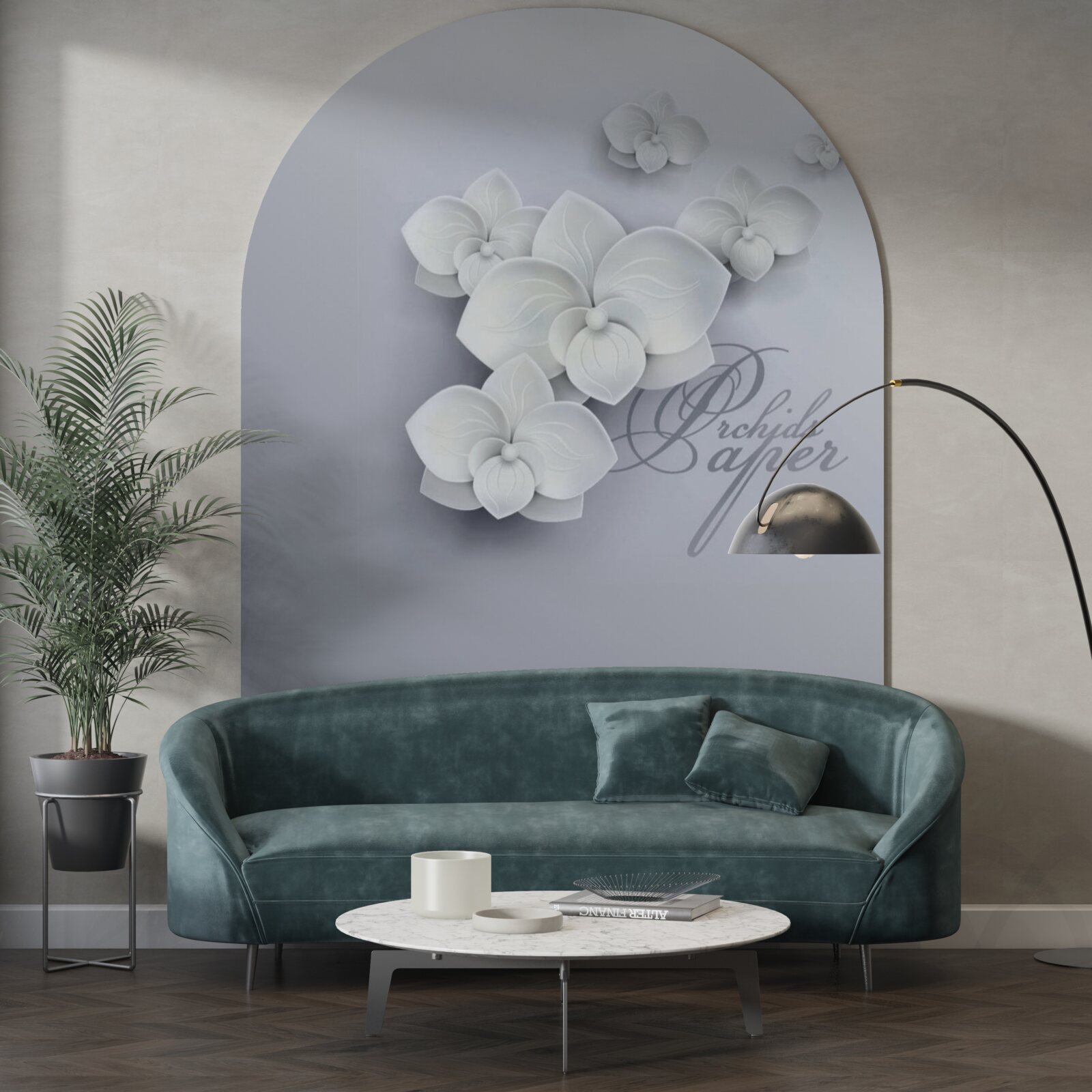 Fototapeta sivé pozadie zdobia biele orchidey