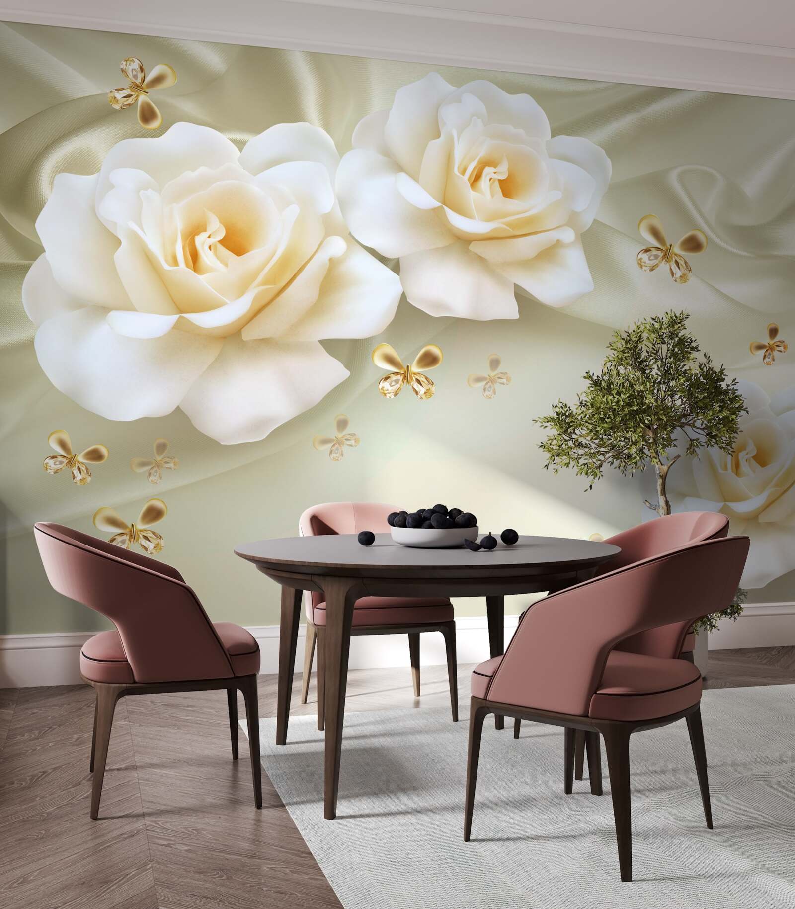 Fototapeta krémové ruže na svetlom pozadí