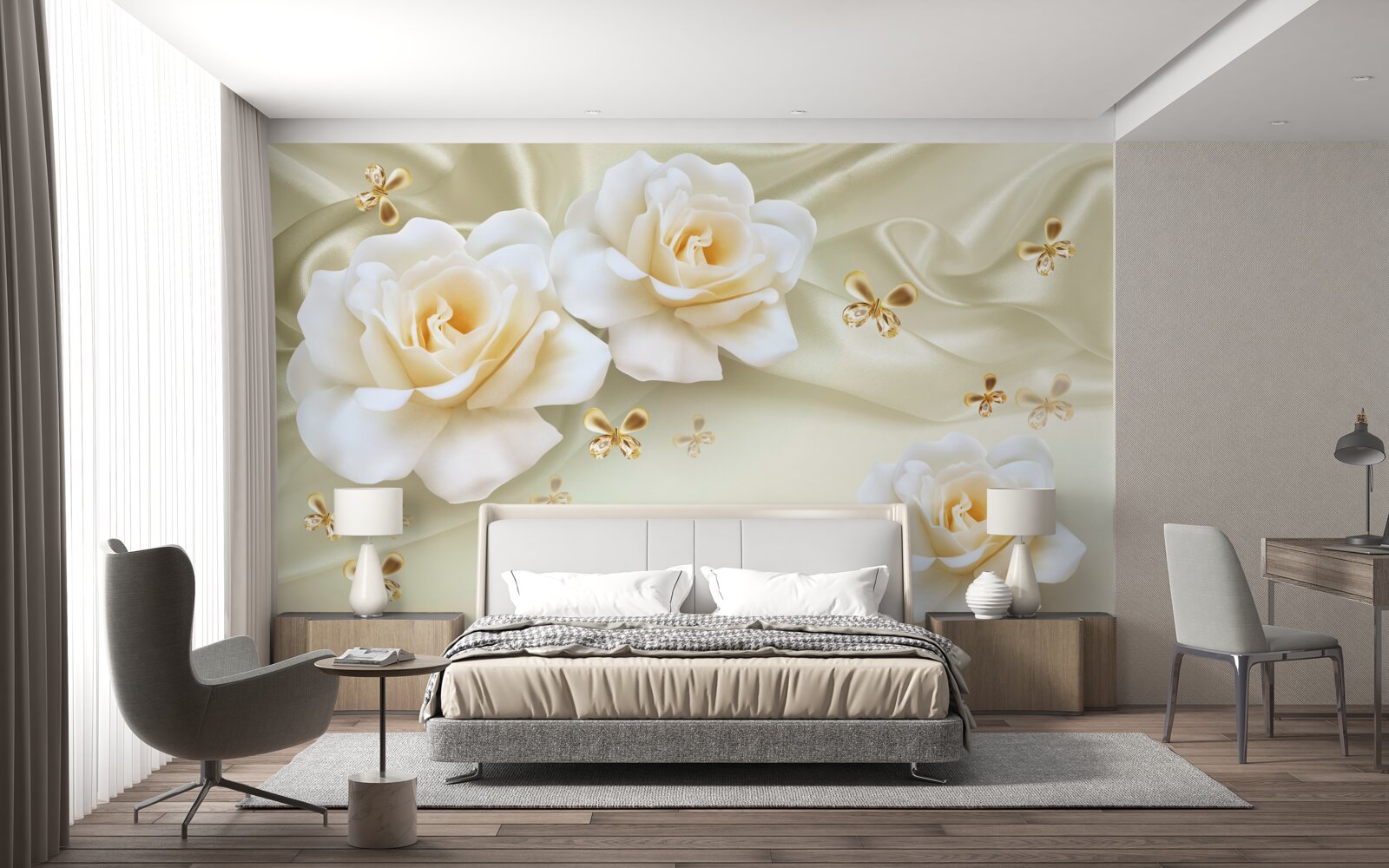 Fototapeta krémové ruže na svetlom pozadí