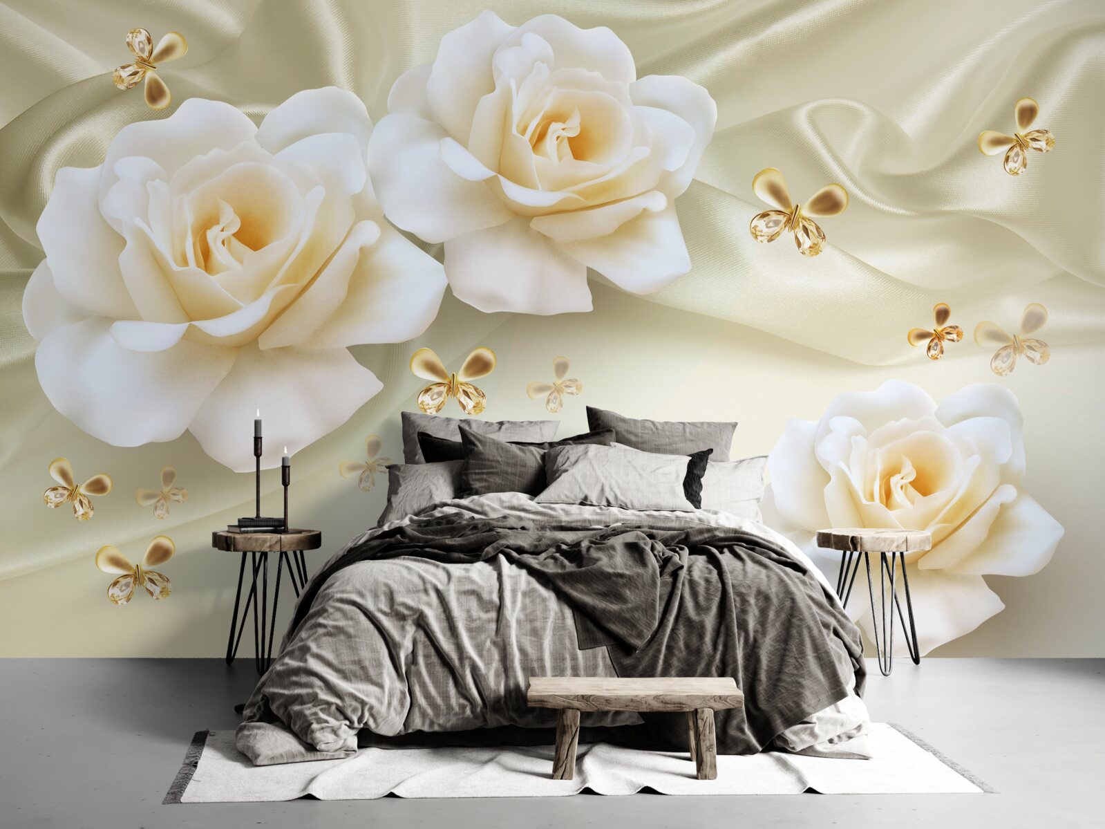 Fototapeta krémové ruže na svetlom pozadí