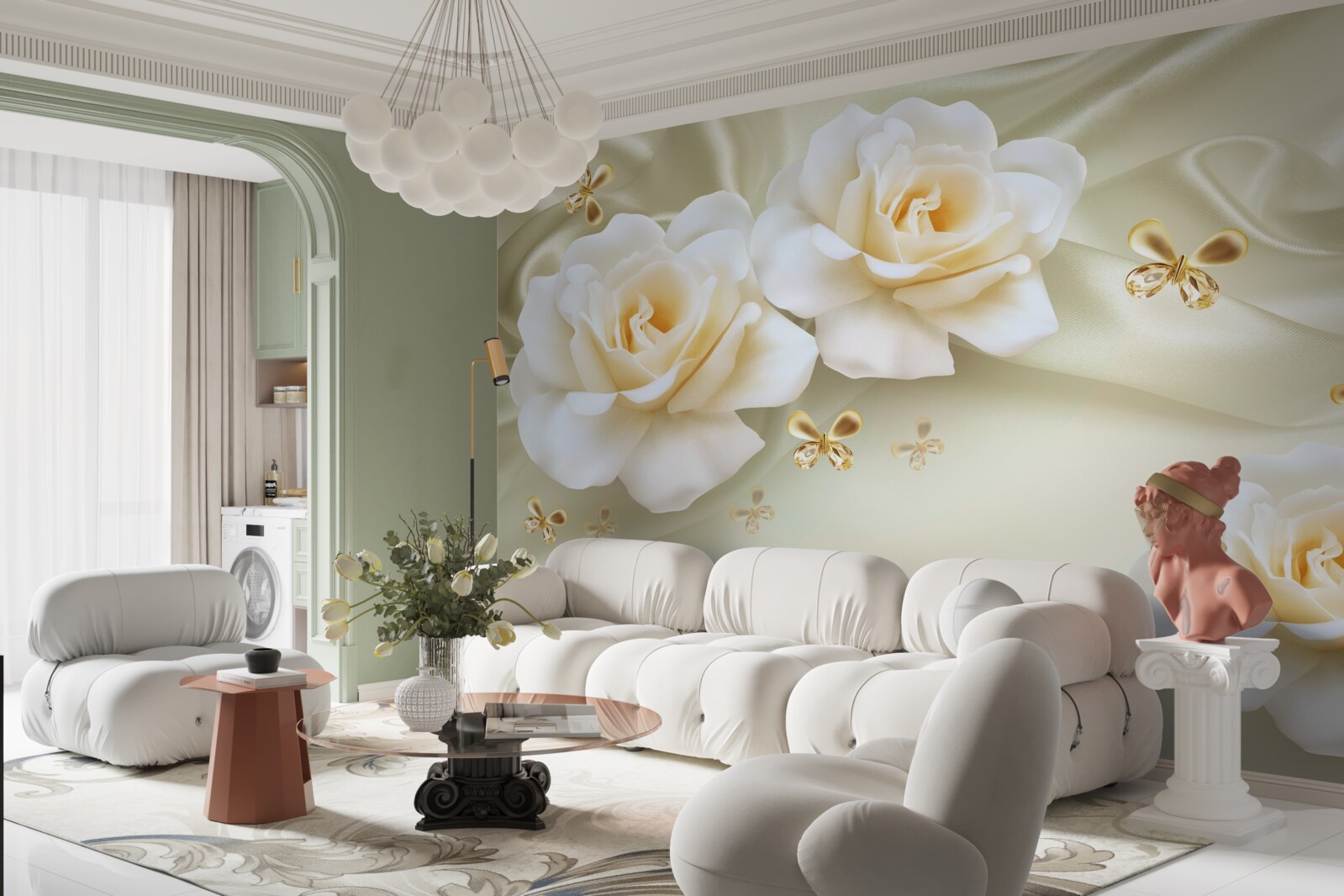 Fototapeta krémové ruže na svetlom pozadí