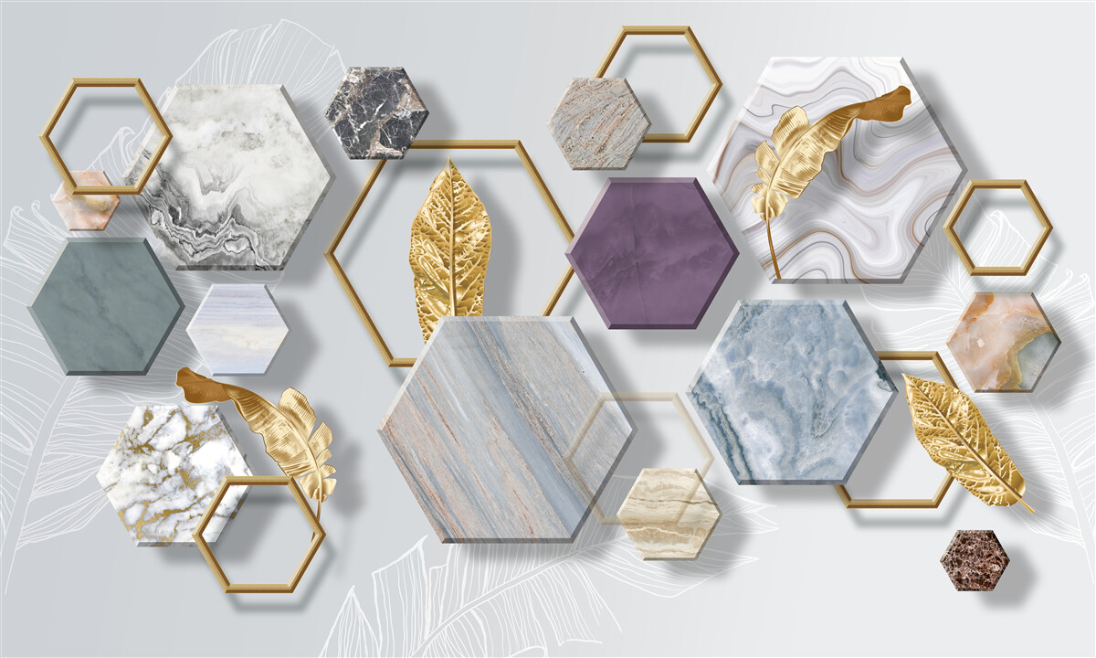 Fototapeta päťuholníkov s rôznym obsahom