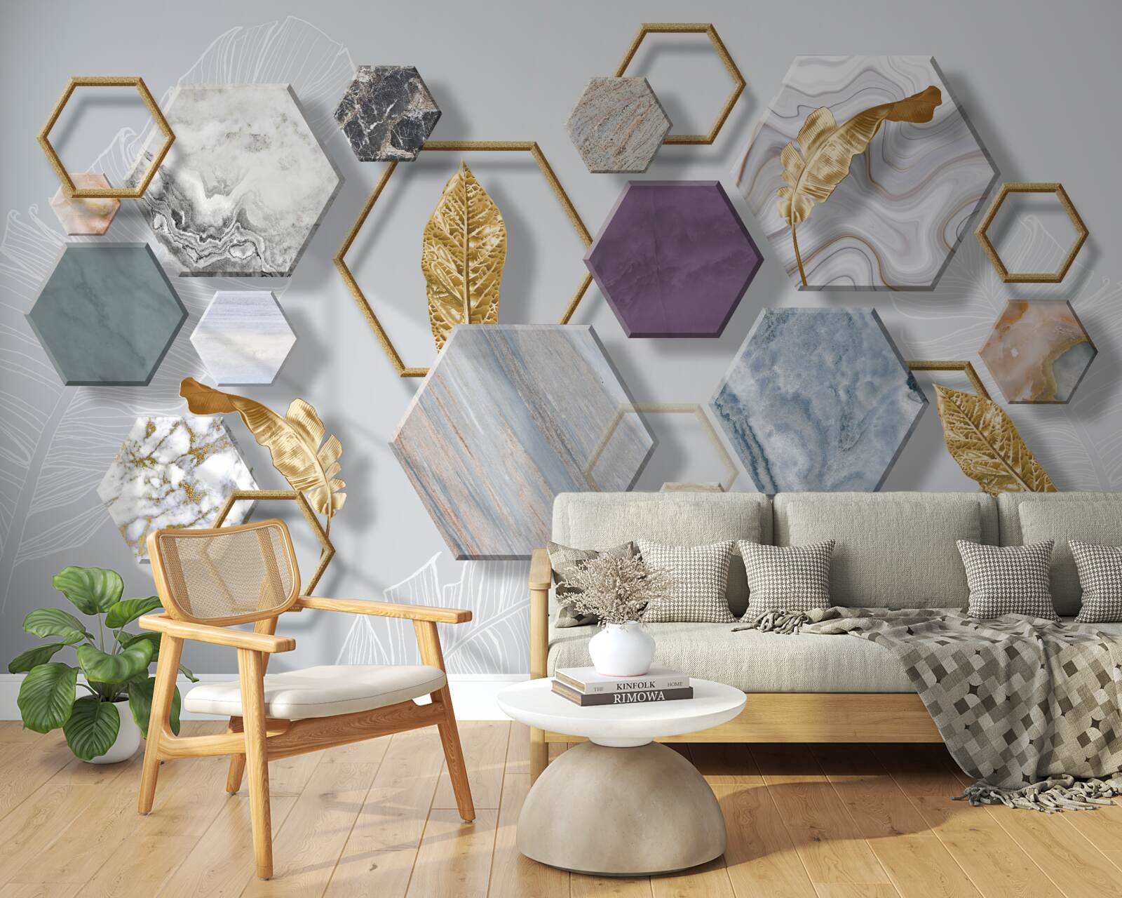 Fototapeta päťuholníkov s rôznym obsahom