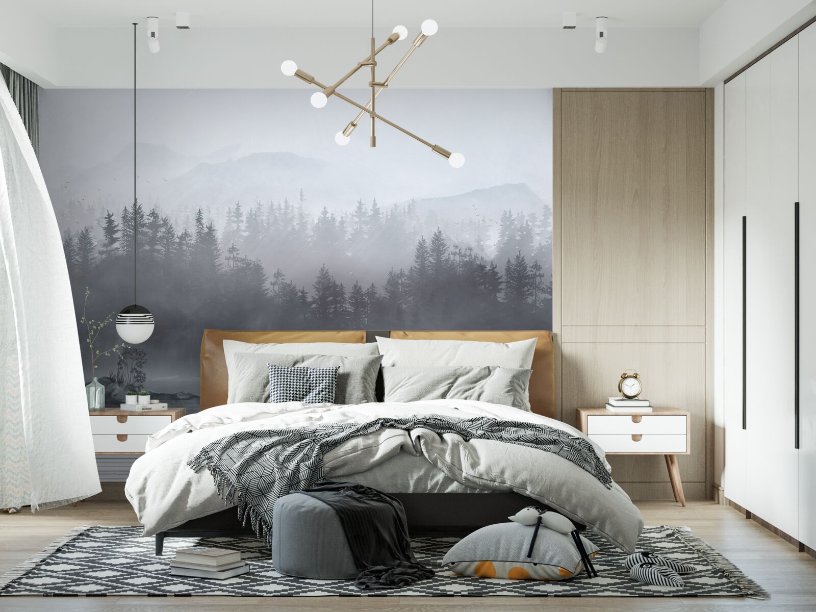 Fototapeta Žeriav žije sám na skale uprostred jazera