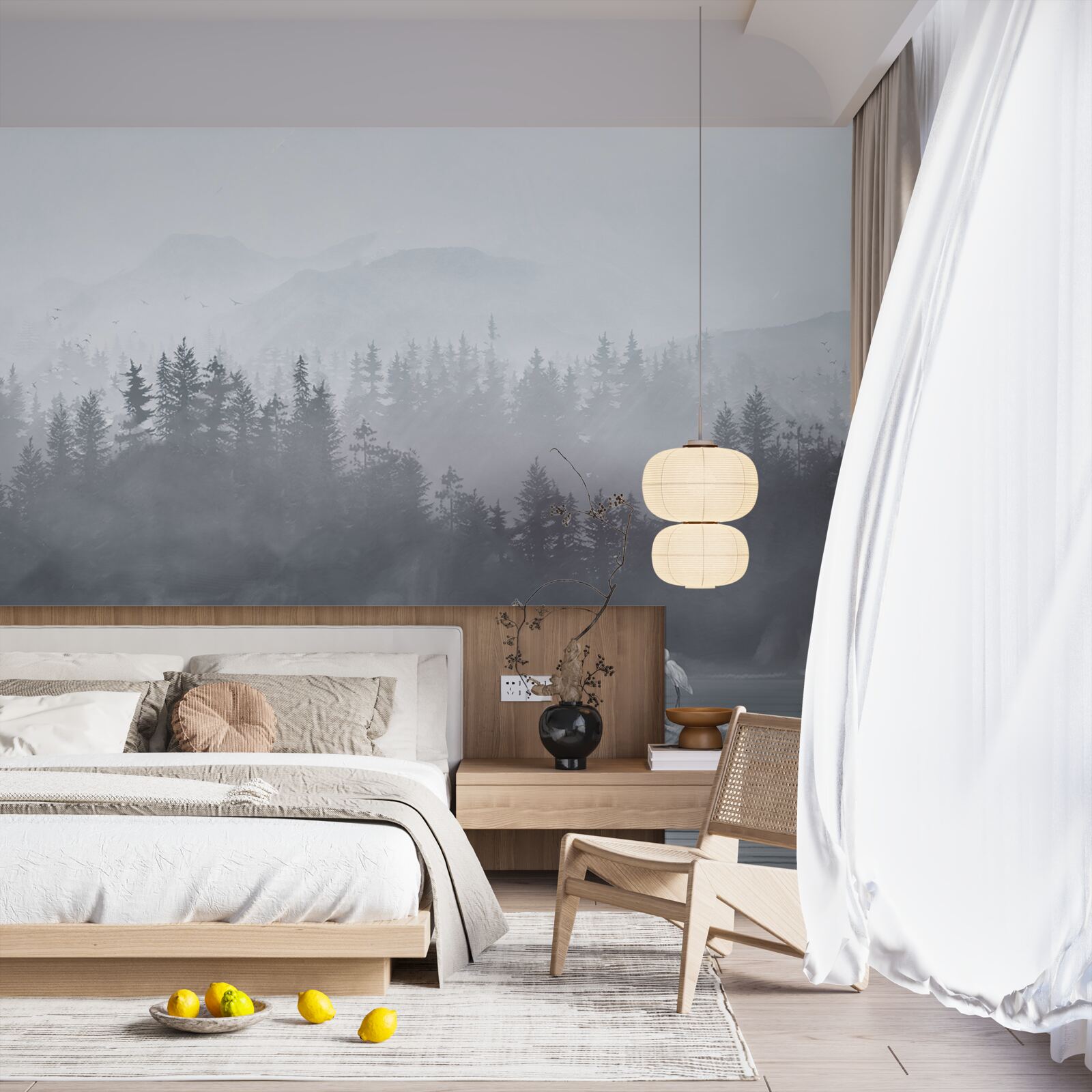 Fototapeta Žeriav žije sám na skale uprostred jazera