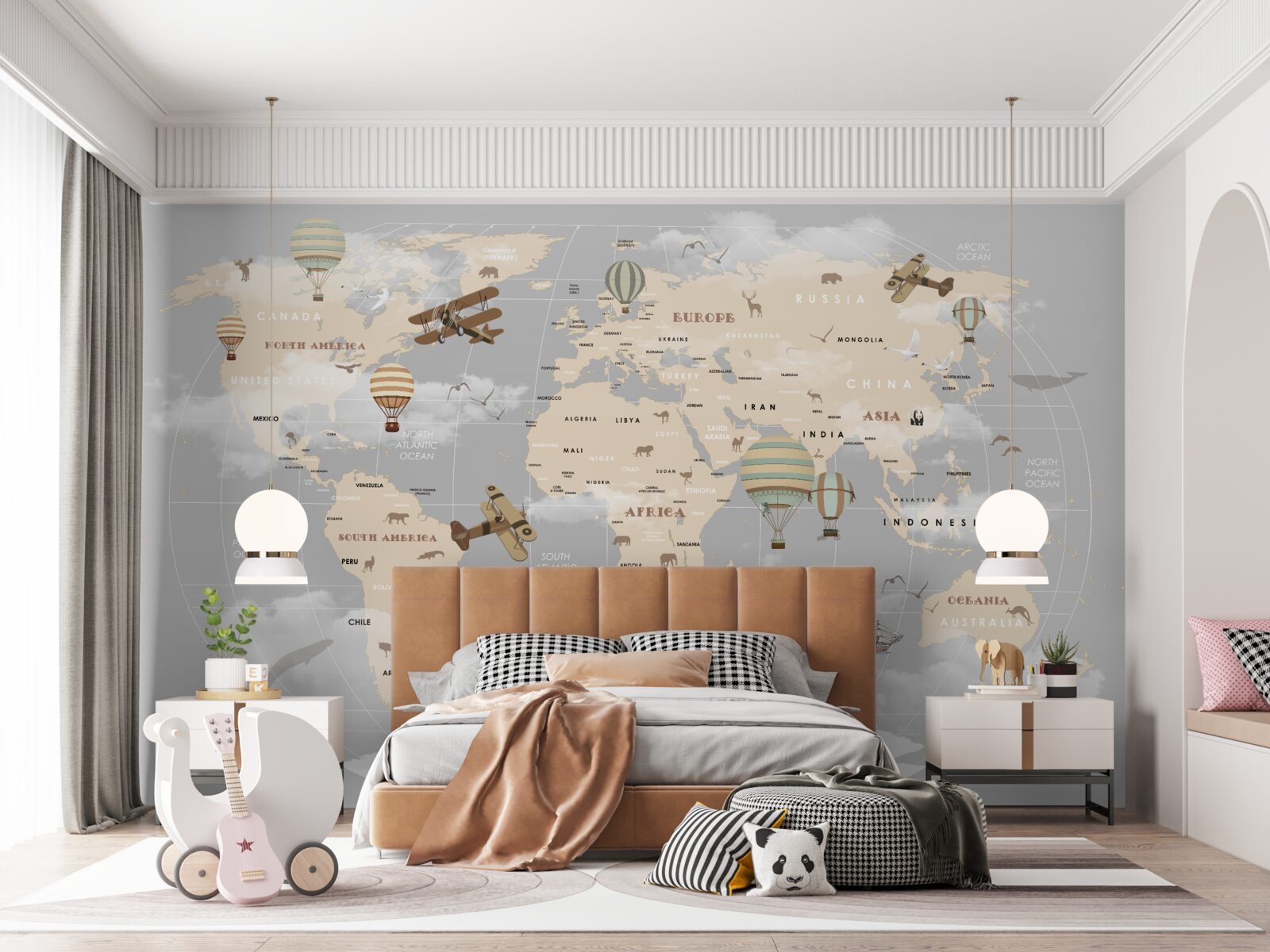 Fototapeta globálna mapa s rôznymi druhmi dopravy