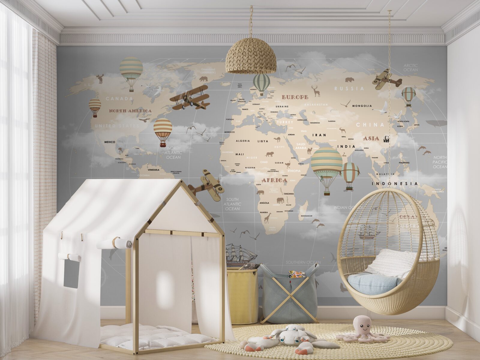 Fototapeta globálna mapa s rôznymi druhmi dopravy