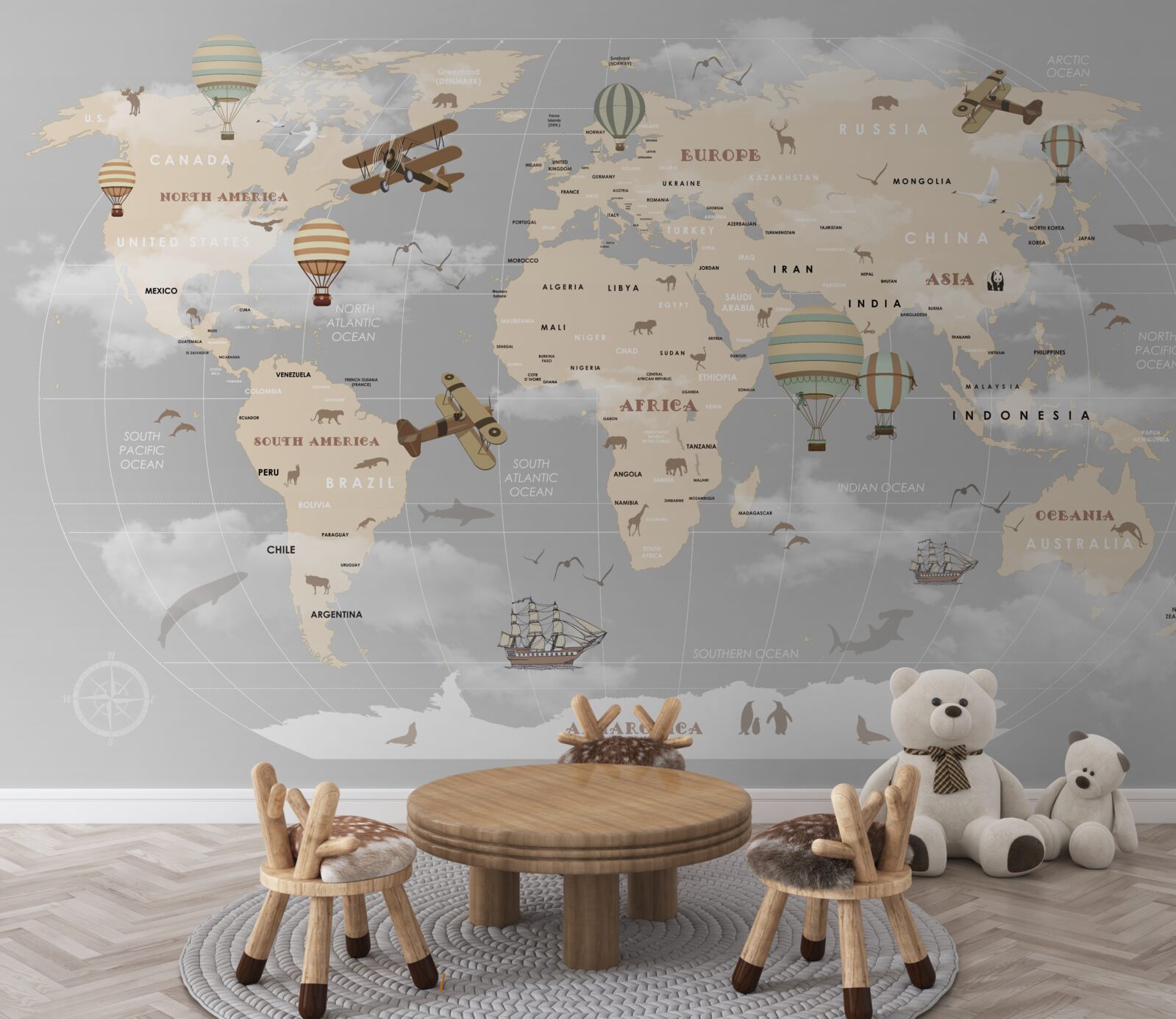 Fototapeta globálna mapa s rôznymi druhmi dopravy