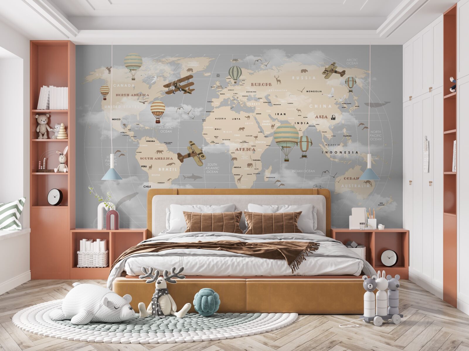 Fototapeta globálna mapa s rôznymi druhmi dopravy