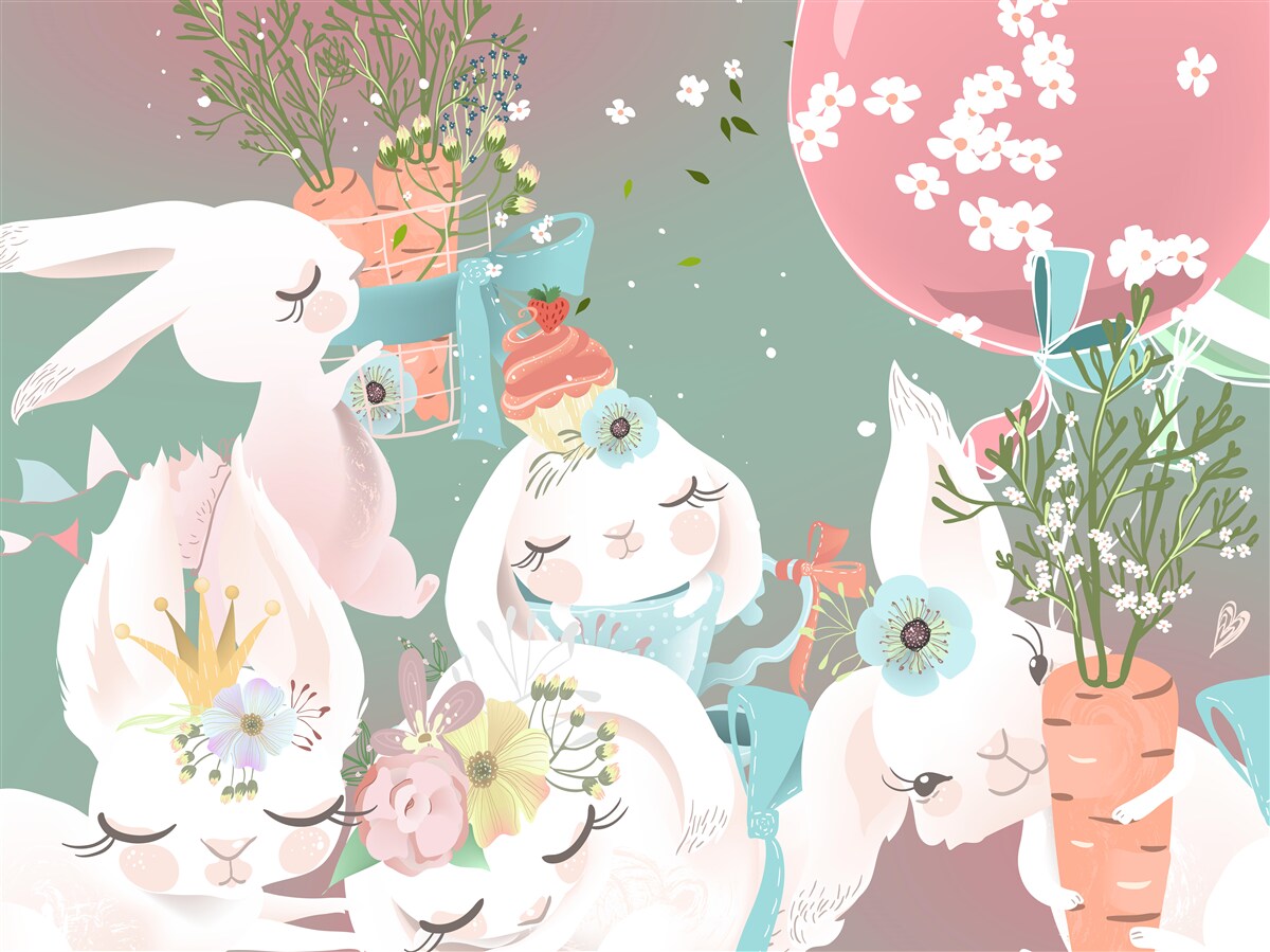 Fototapeta roztomilé rozprávkové zajačiky