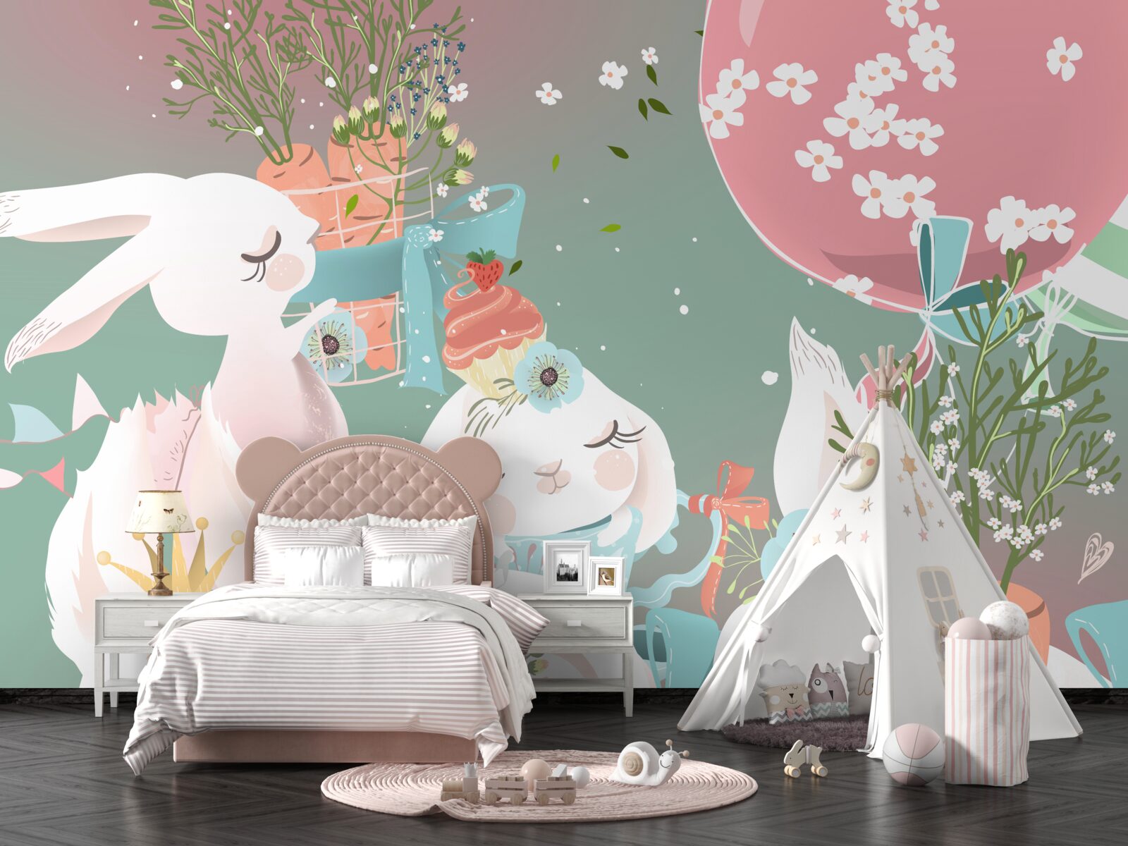 Fototapeta roztomilé rozprávkové zajačiky