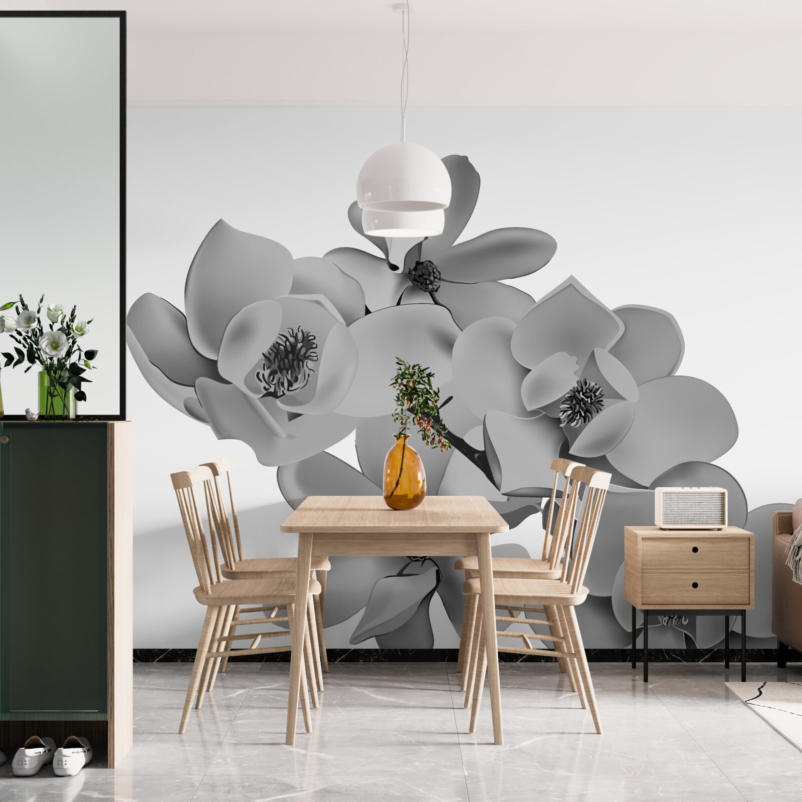 Fototapeta šarlátové kvety na čisto bielom pozadí