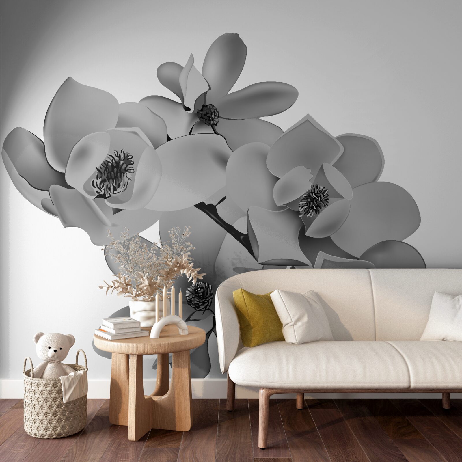 Fototapeta šarlátové kvety na čisto bielom pozadí