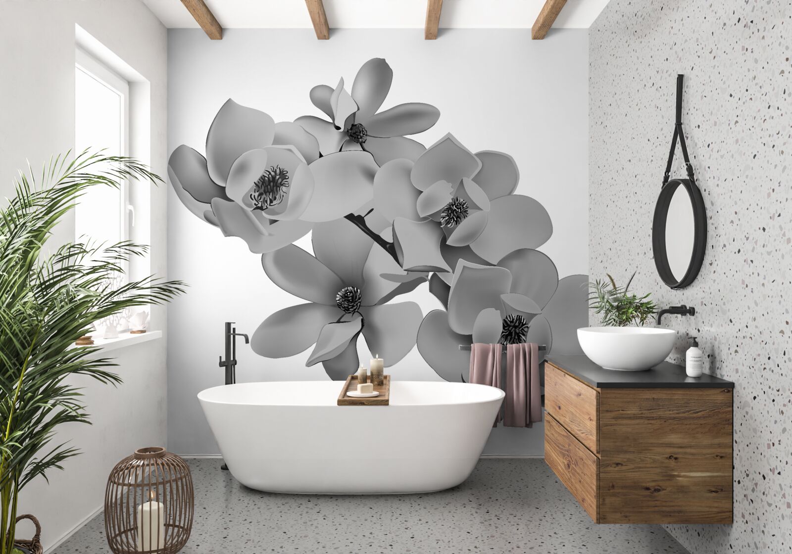 Fototapeta šarlátové kvety na čisto bielom pozadí