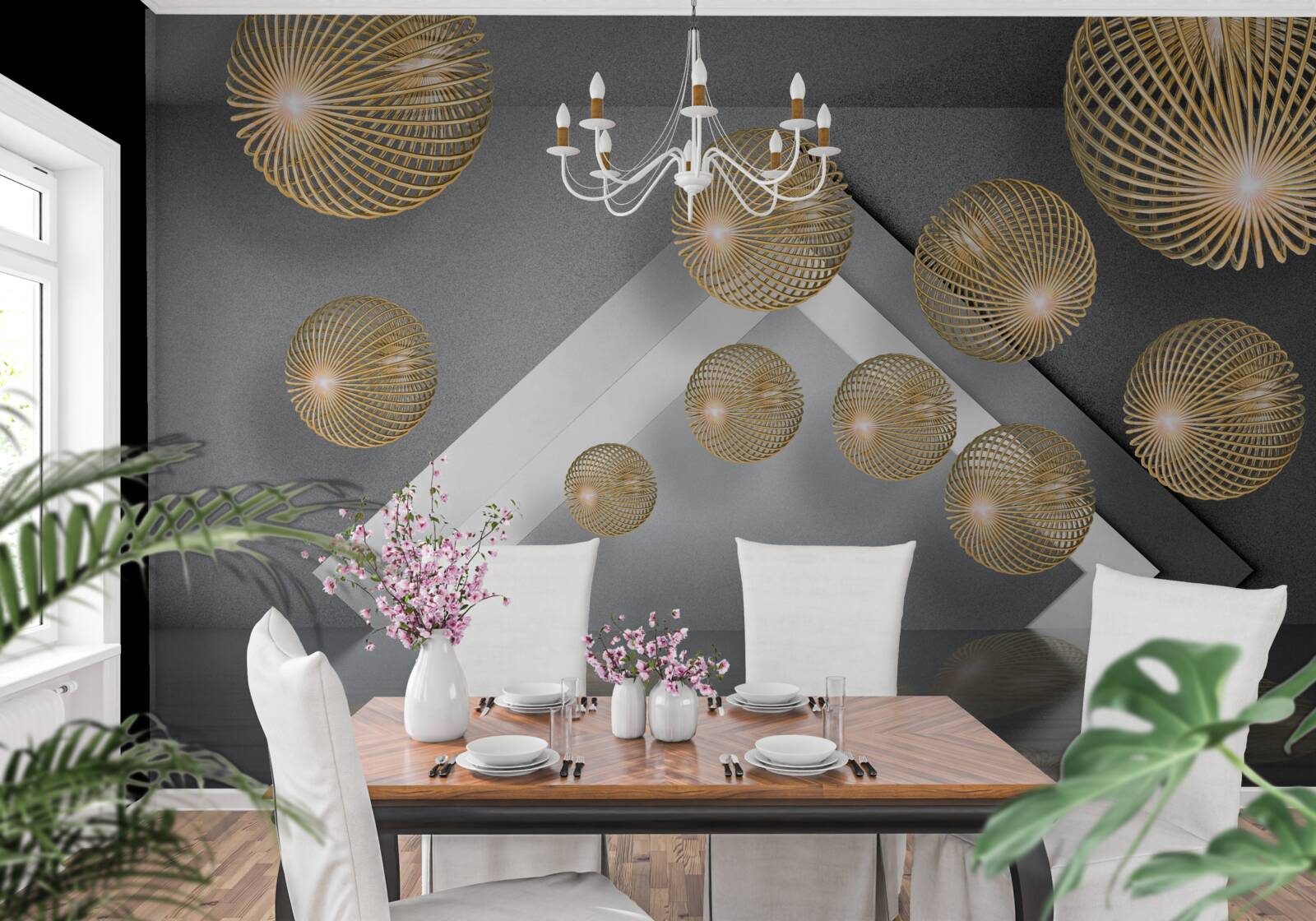 Fototapeta textúrované plávajúce bronzové gule