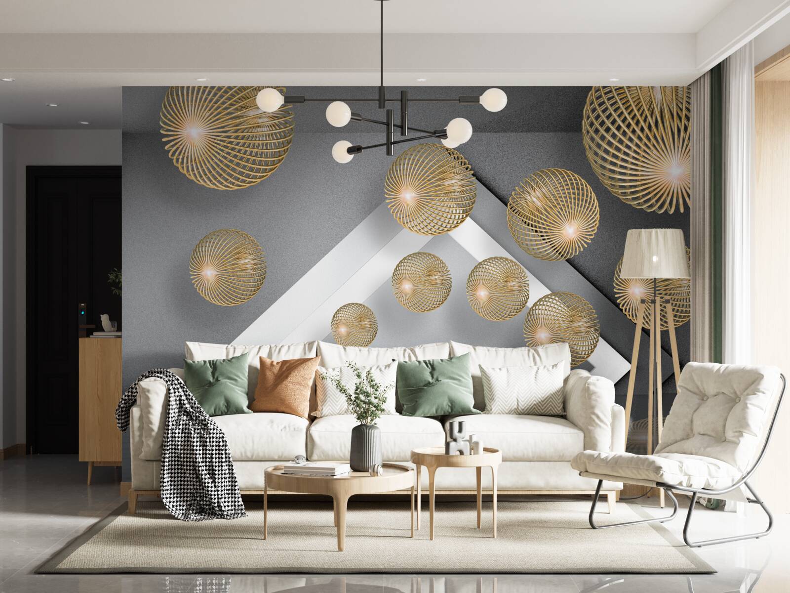 Fototapeta textúrované plávajúce bronzové gule