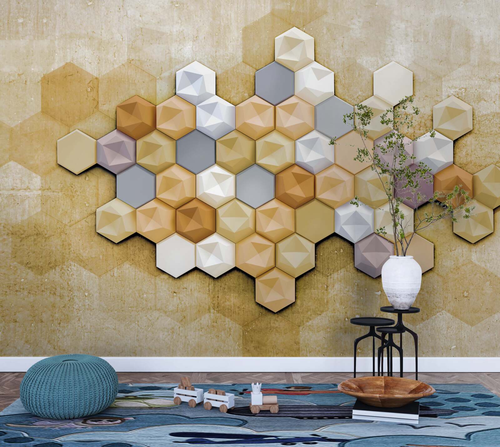 Fototapeta bunkový dizajn v žiarivých mozaikových odtieňoch