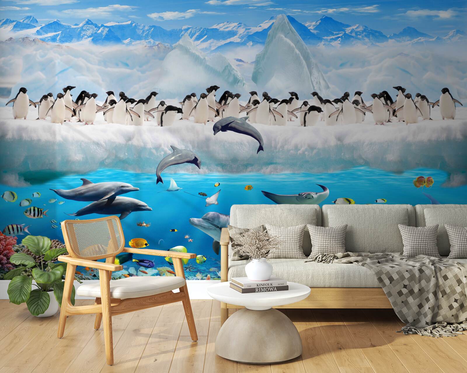 Fototapeta delfíny a tučniaky žijú v koralových útesoch