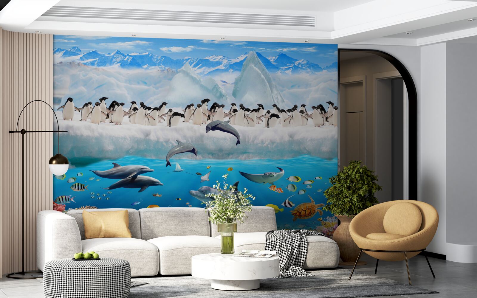 Fototapeta delfíny a tučniaky žijú v koralových útesoch