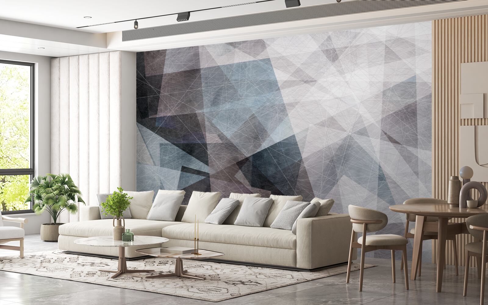 Fototapeta abstrakcia obsahuje sivé trojuholníky