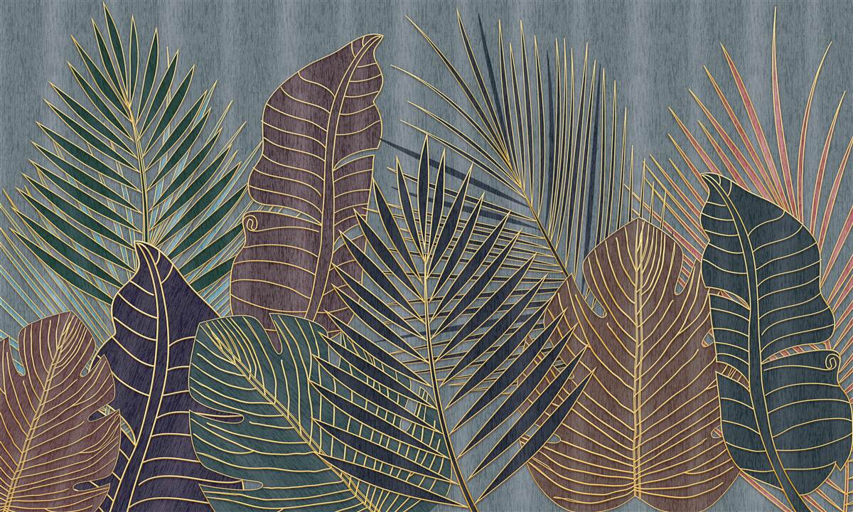 Fototapeta západ slnka v tropickom pralese zahalenom v abstrakcii