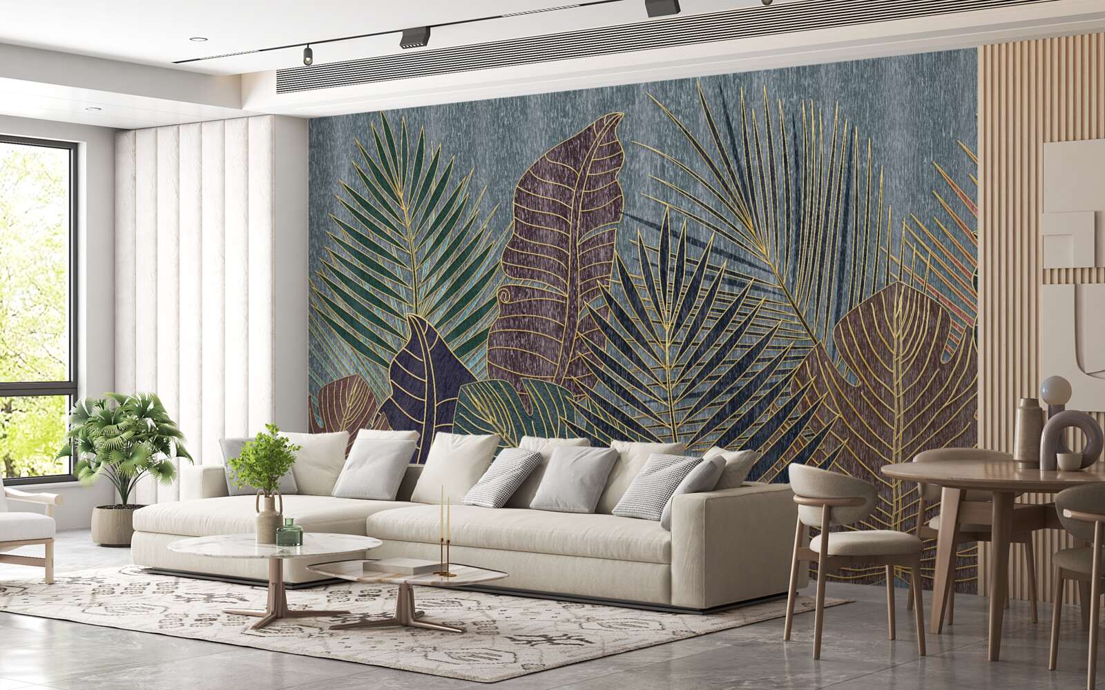 Fototapeta západ slnka v tropickom pralese zahalenom v abstrakcii