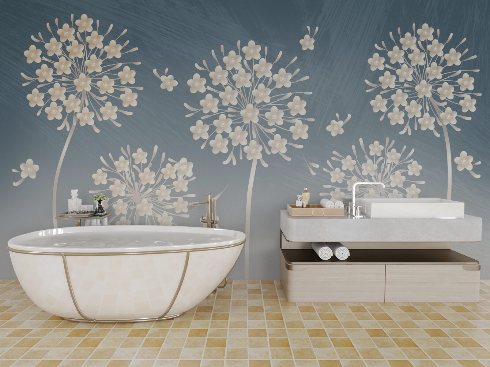 Fototapeta Snehobiele kvety proti modrej oblohe