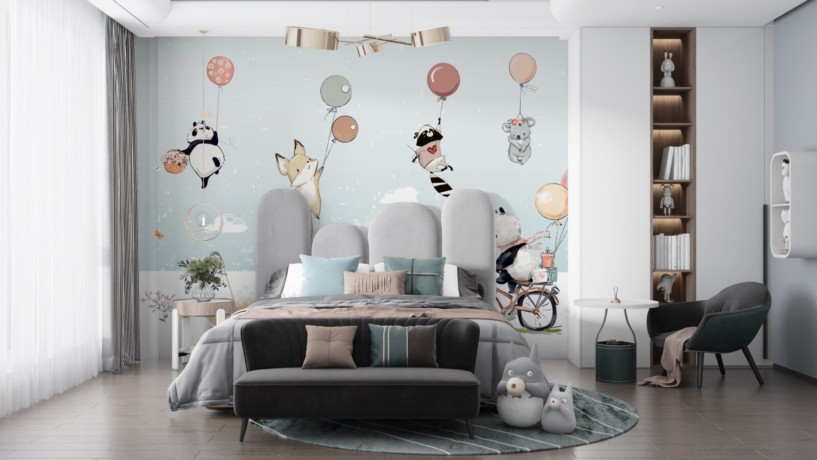 Fototapeta bicyklová panda a zvieratká s bublinkami