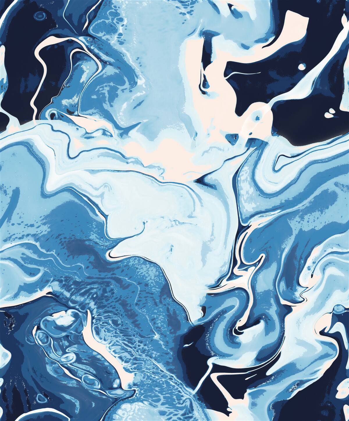 Fototapeta obraz vĺn v odtieňoch modrej na mramorovom pozadí