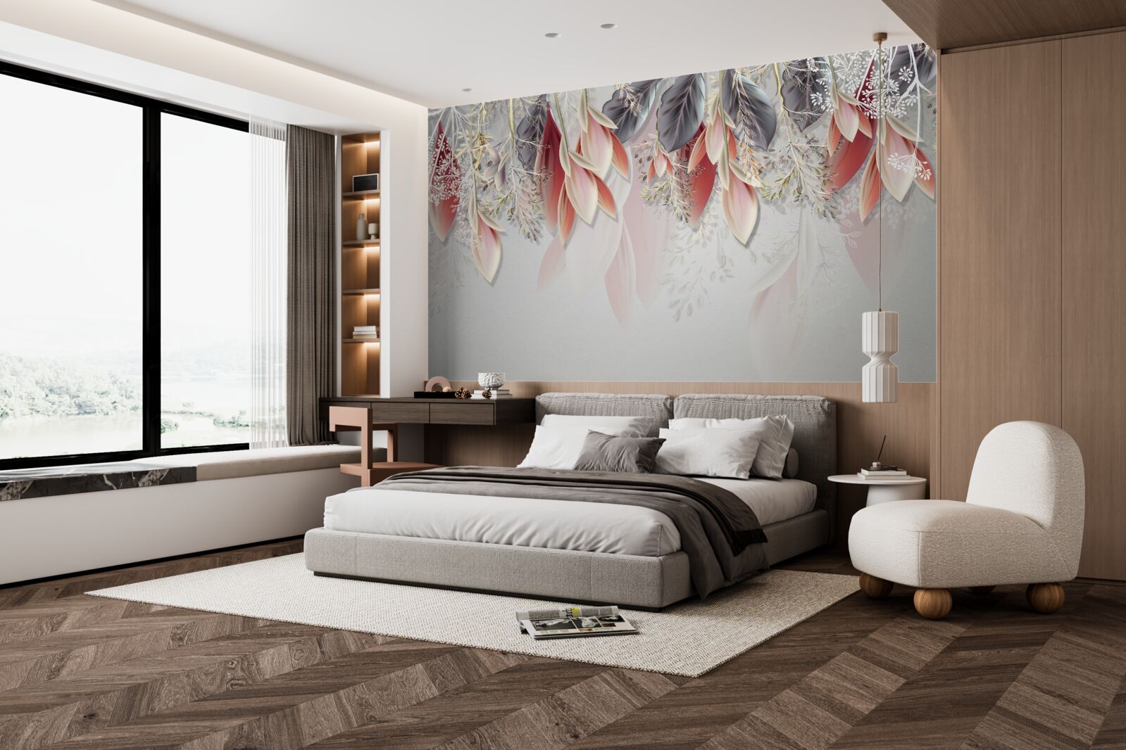 Fototapeta línia kompozície v ružovej nadol