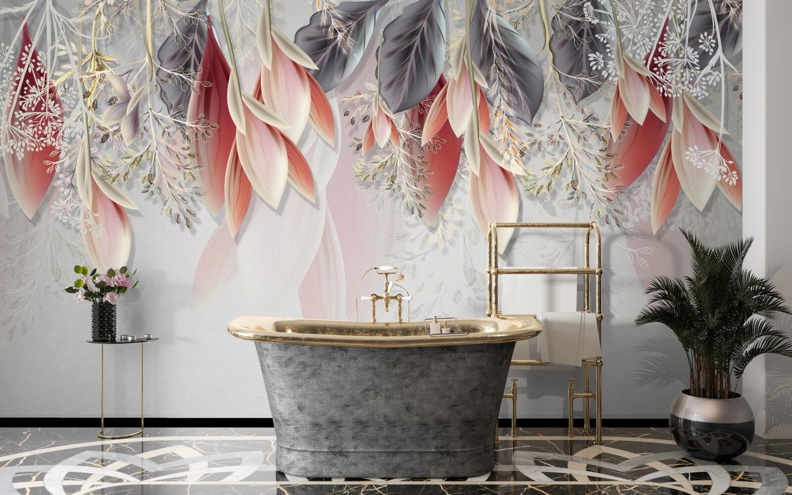 Fototapeta línia kompozície v ružovej nadol