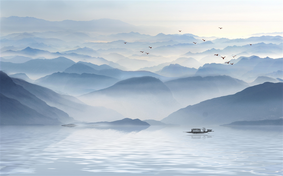 Fototapeta hmla husto pokrýva horskú rieku