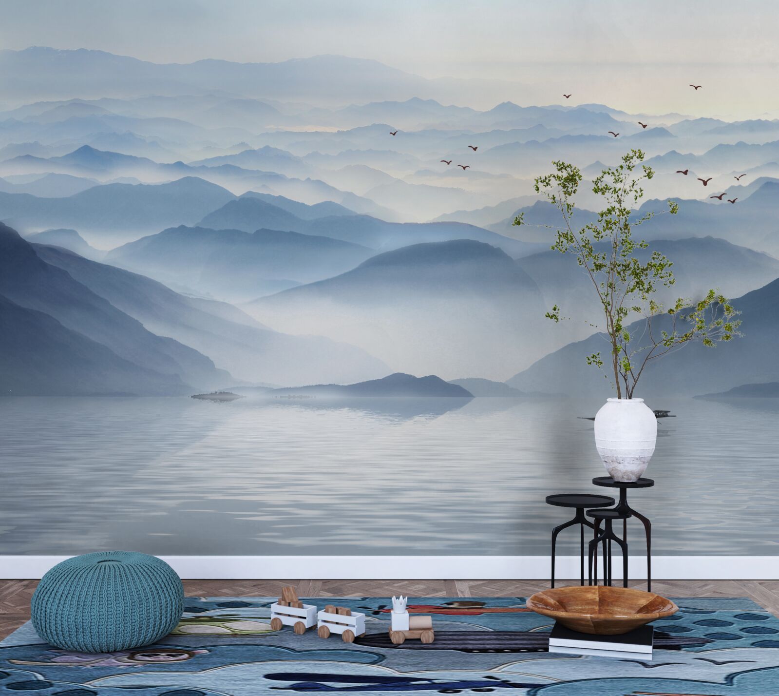 Fototapeta hmla husto pokrýva horskú rieku