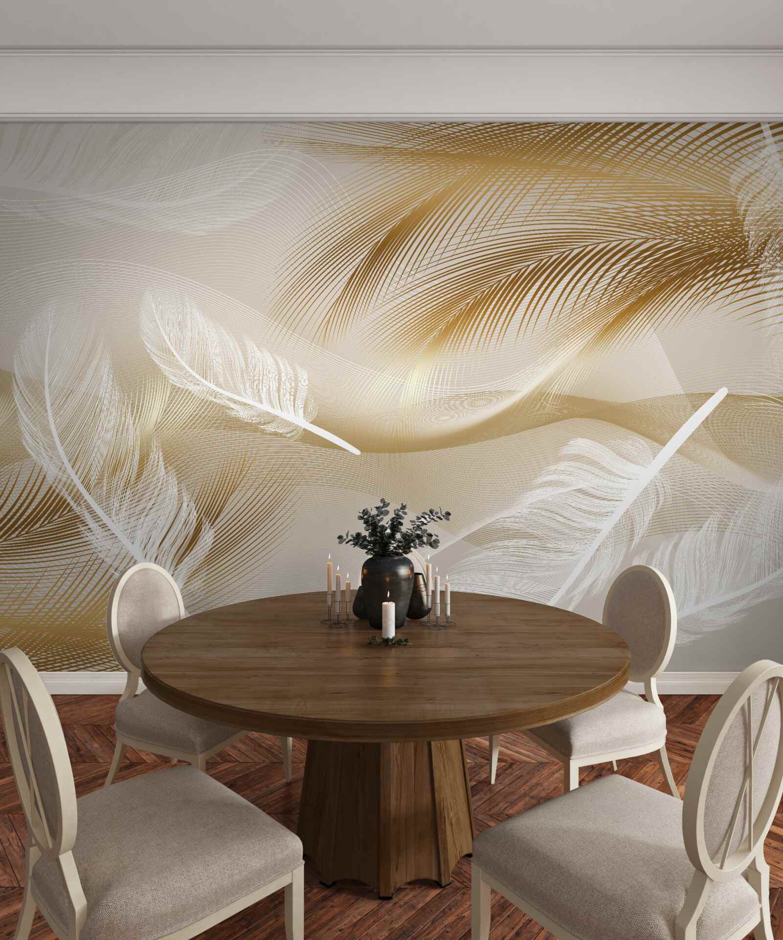 Fototapeta abstrakcia peria v béžových farbách