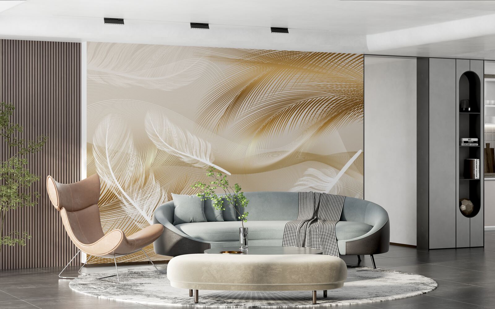 Fototapeta abstrakcia peria v béžových farbách