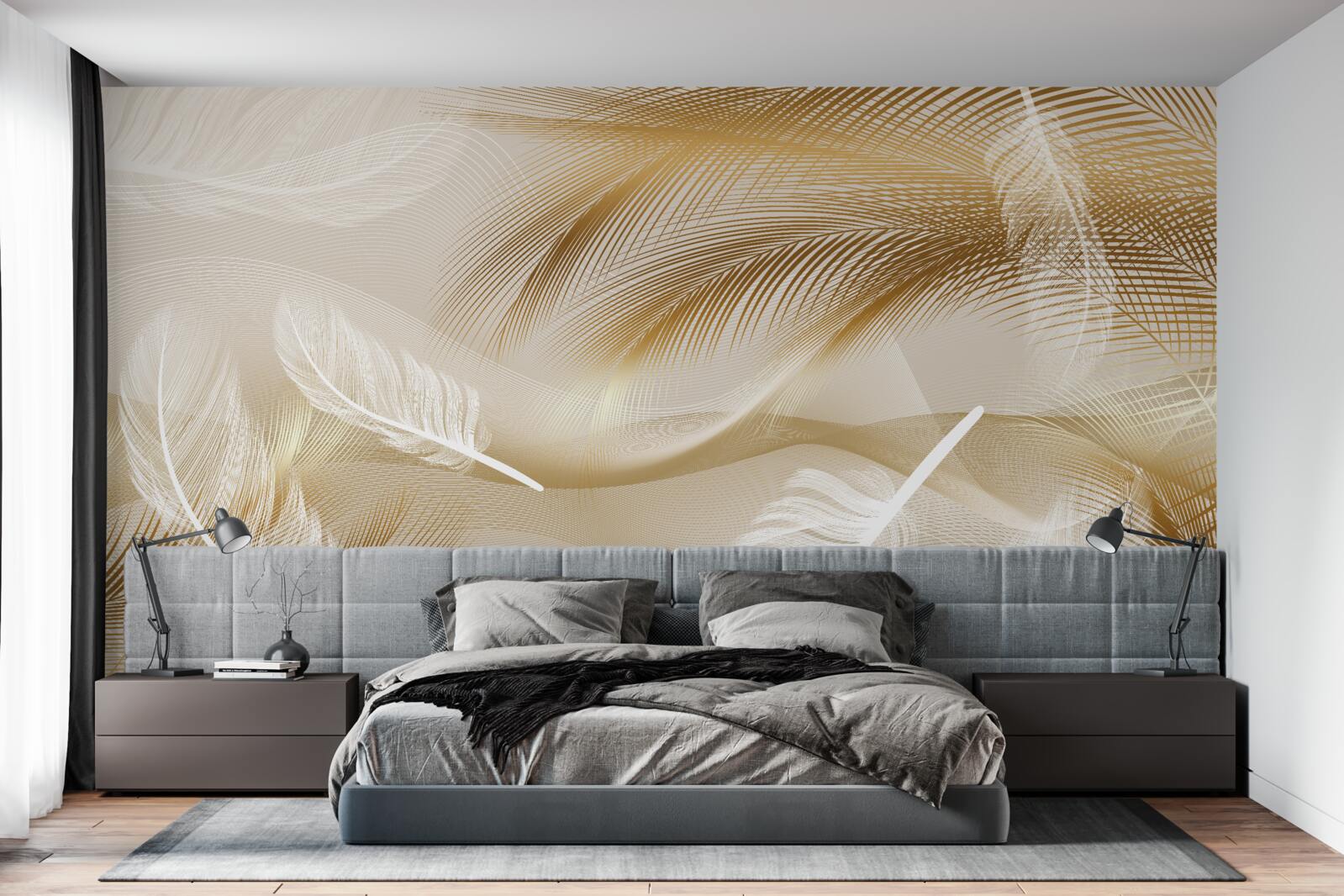 Fototapeta abstrakcia peria v béžových farbách