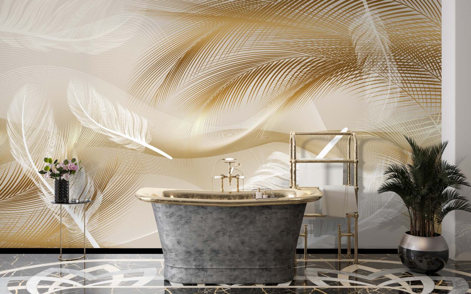 Fototapeta abstrakcia peria v béžových farbách