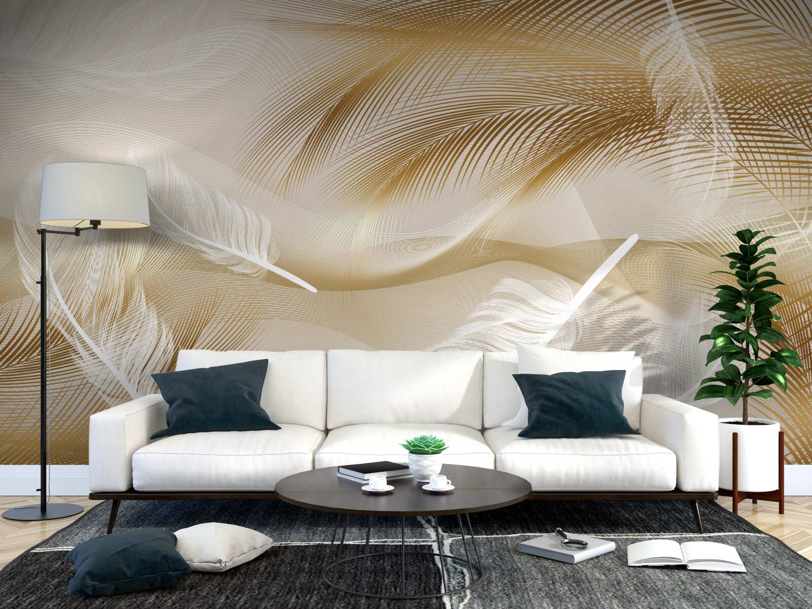 Fototapeta abstrakcia peria v béžových farbách