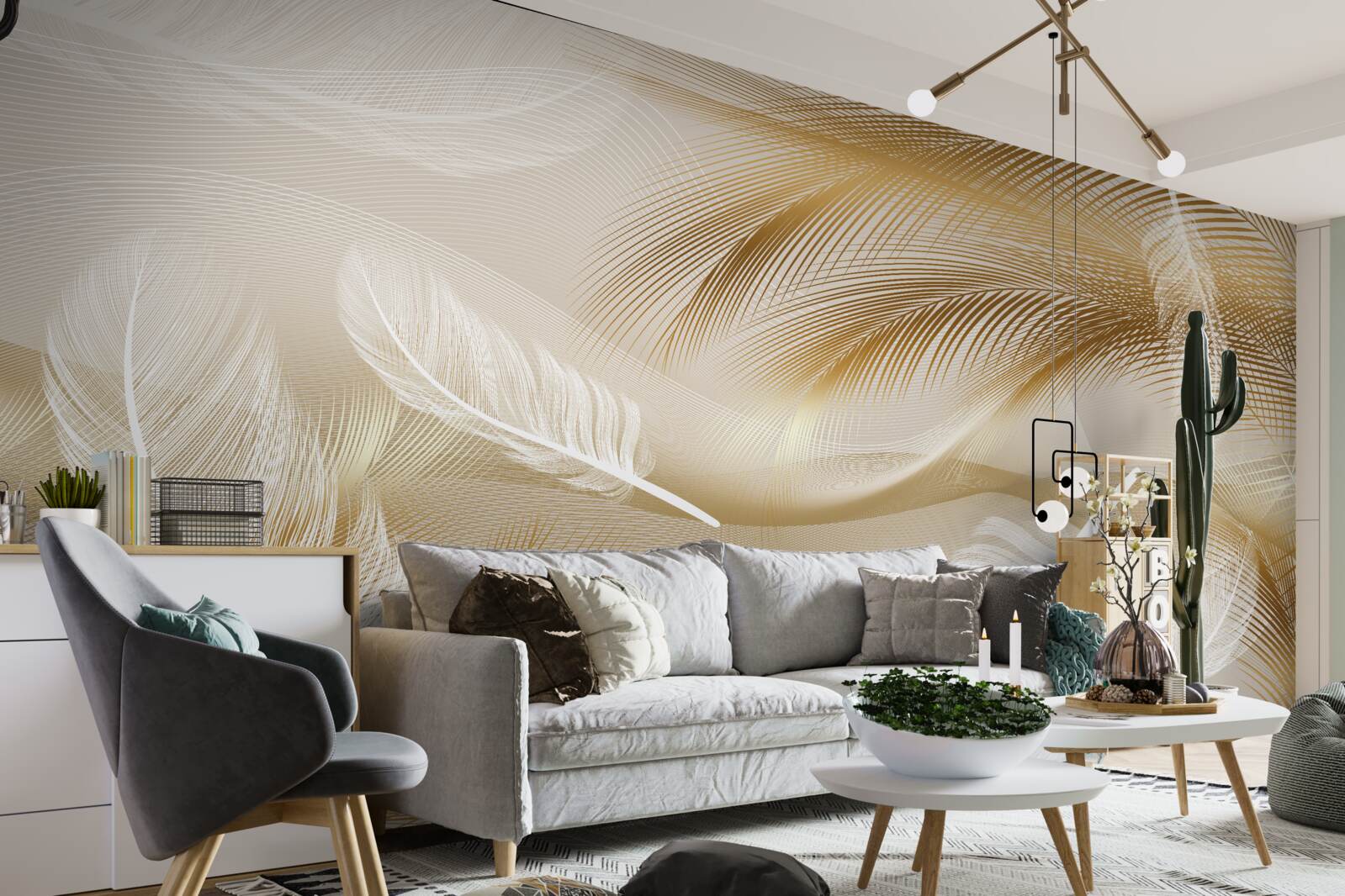 Fototapeta abstrakcia peria v béžových farbách