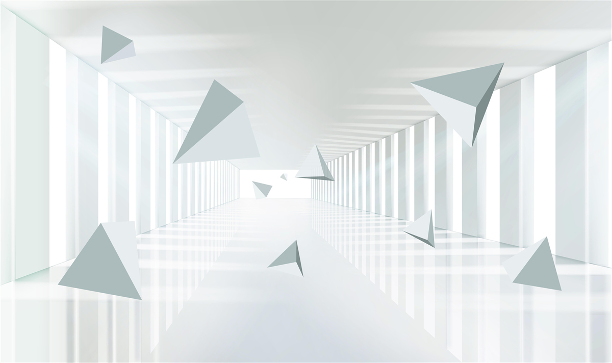 Fototapeta nekonečný tunel a trojuholníkové tvary