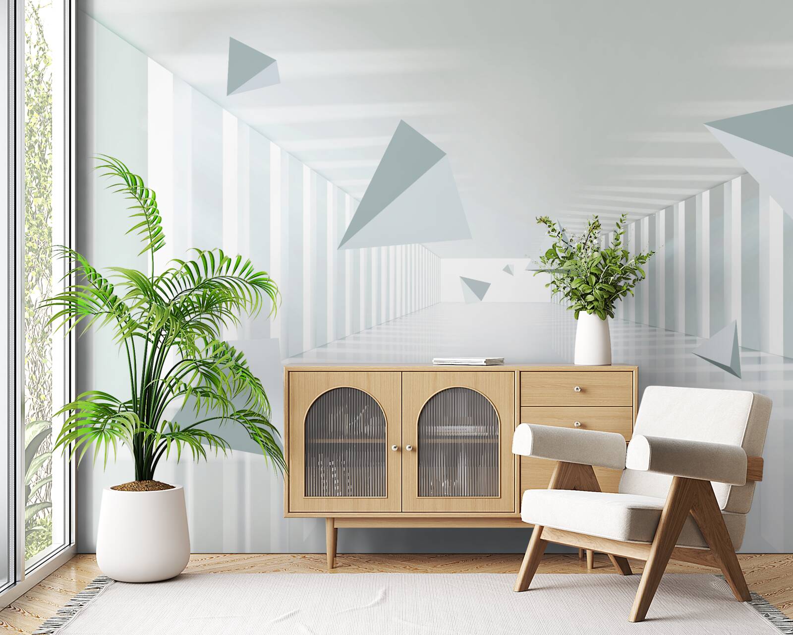 Fototapeta nekonečný tunel a trojuholníkové tvary