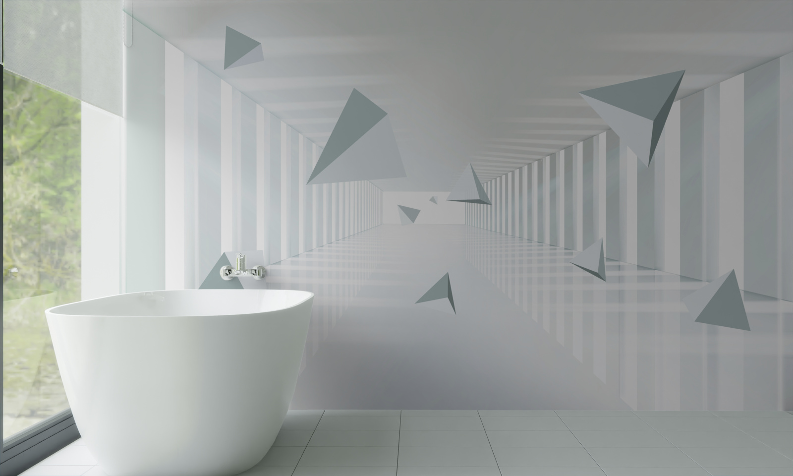 Fototapeta nekonečný tunel a trojuholníkové tvary