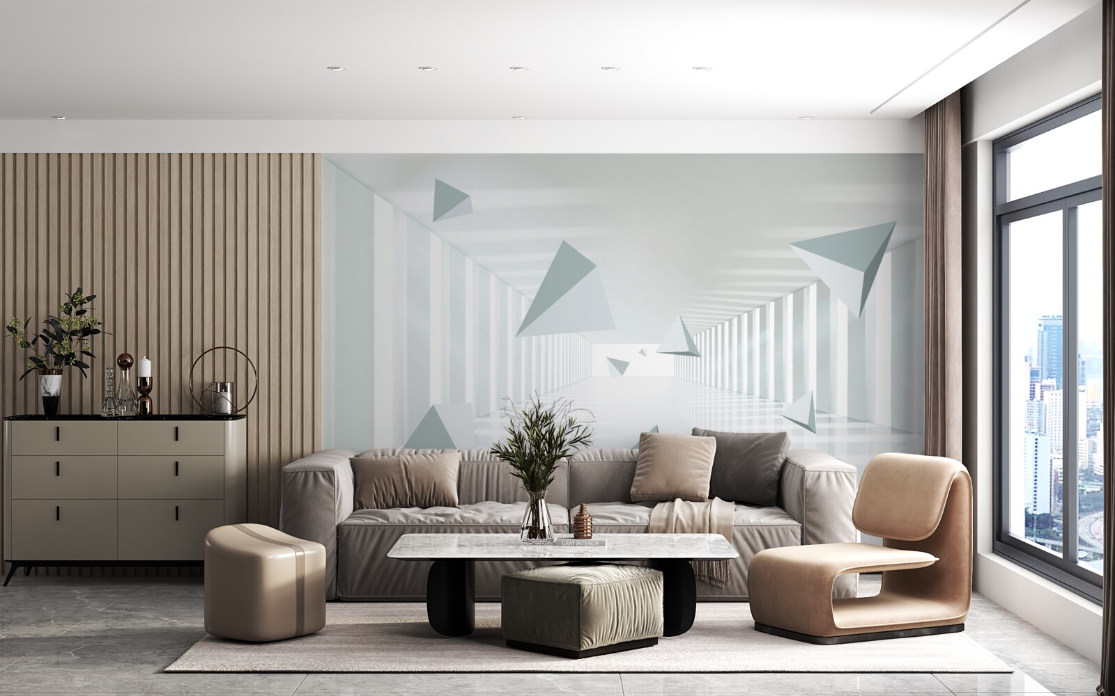 Fototapeta nekonečný tunel a trojuholníkové tvary