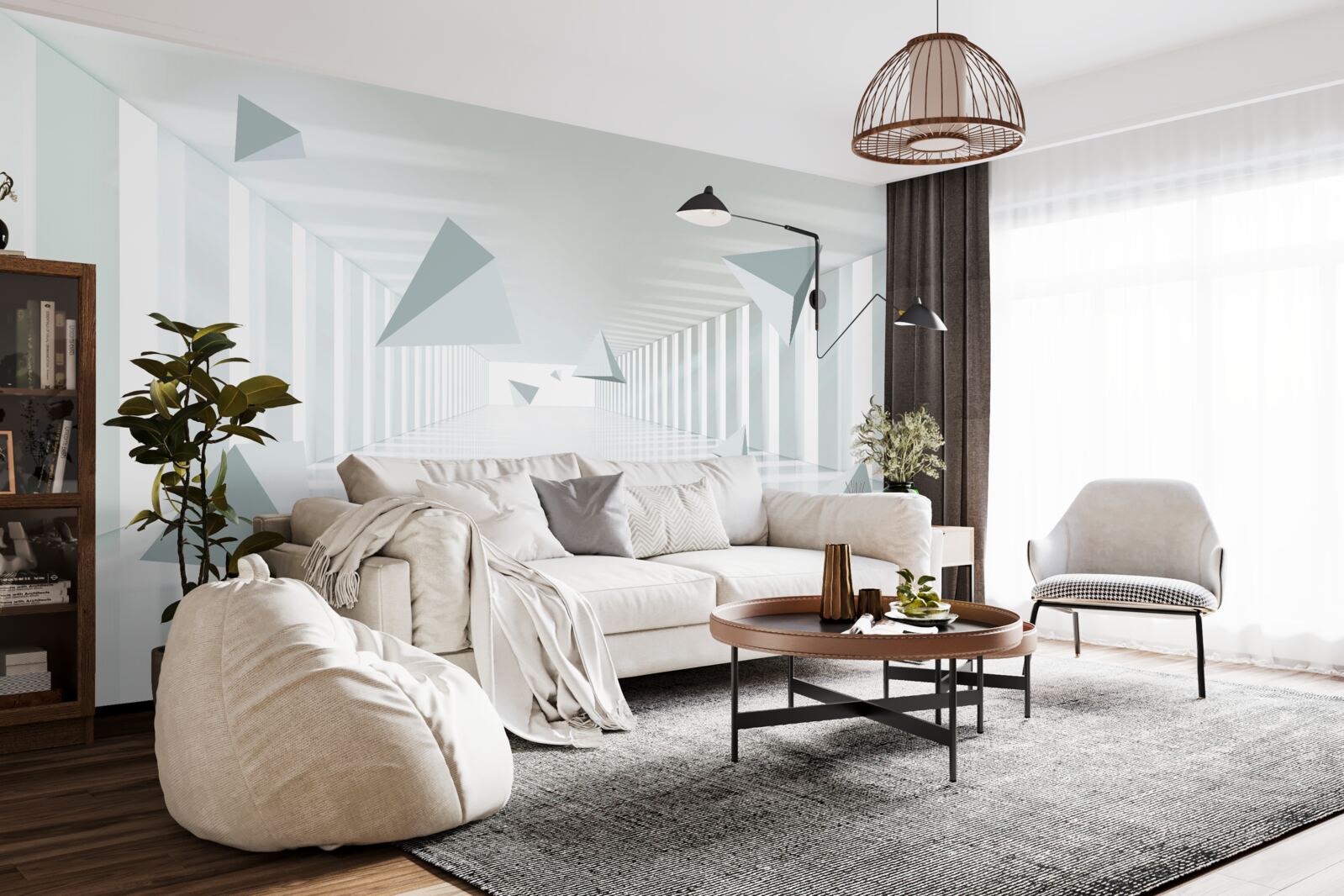 Fototapeta nekonečný tunel a trojuholníkové tvary