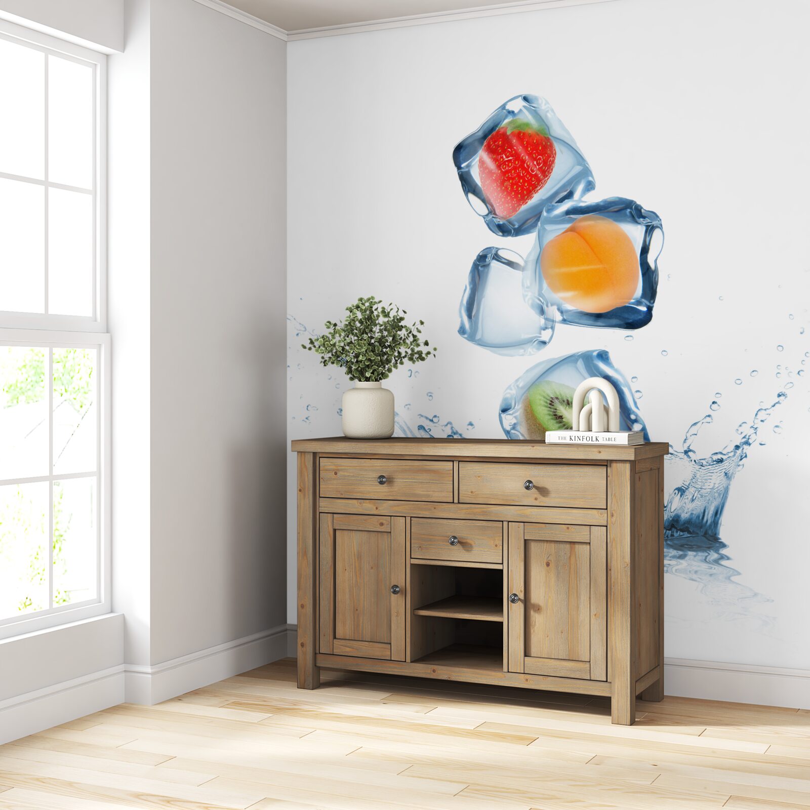 Fototapeta kocky ľadu s ovocím