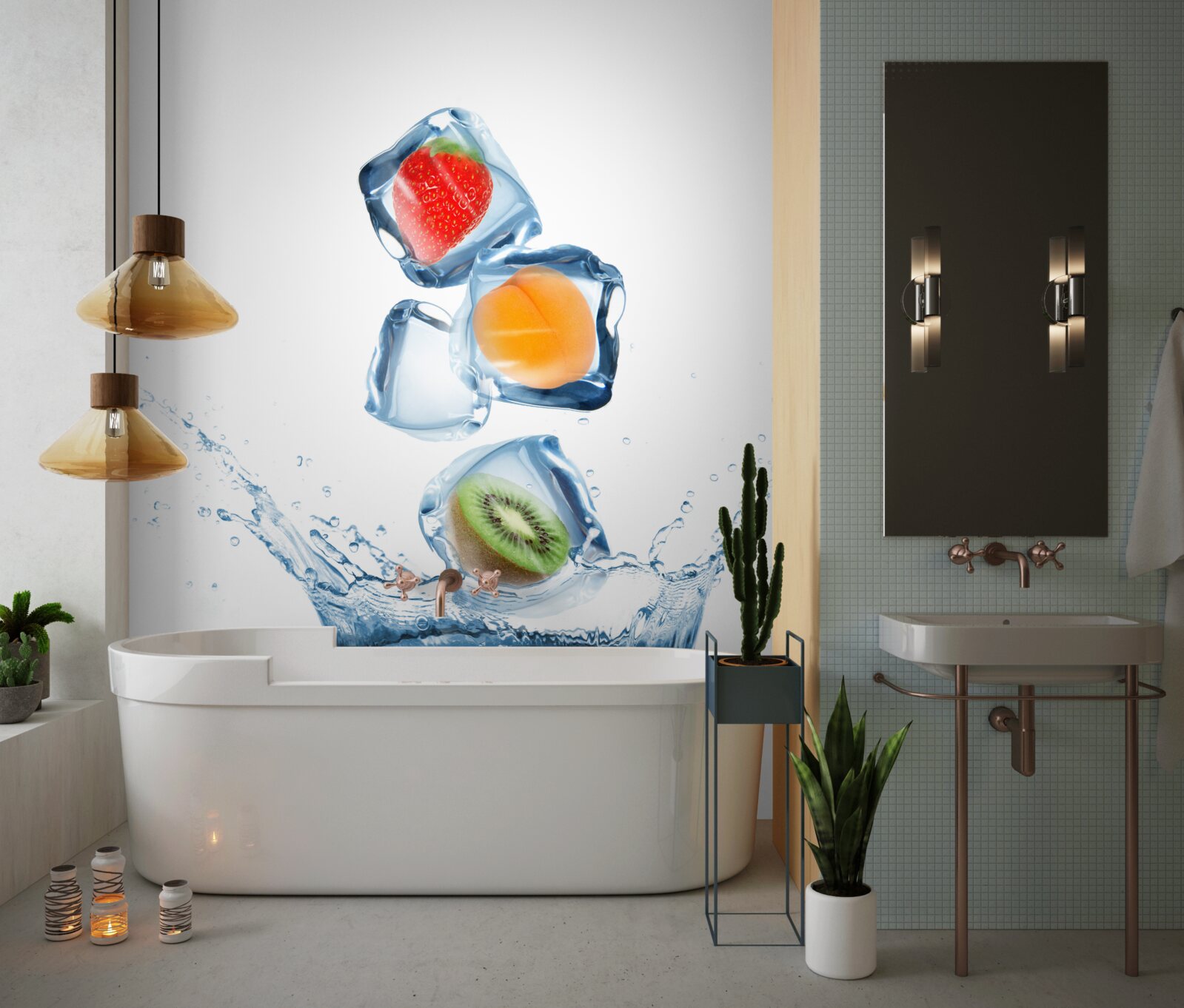 Fototapeta kocky ľadu s ovocím