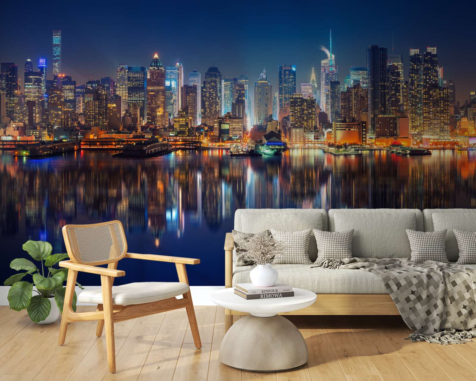 Fototapeta odraz nočného mesta vo vode